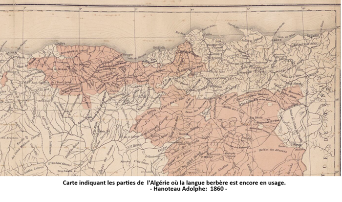 Carte langue berbere, Hanoteau 1860